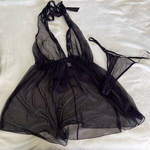 NWOT Dreamgirl Black Sheer Chemise Set